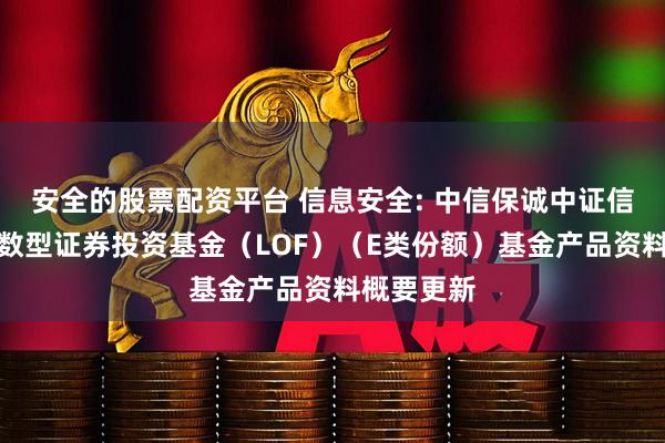 安全的股票配资平台 信息安全: 中信保诚中证信息安全指数型证券投资基金(LOF)(E类份额)基金产品资料概要更新